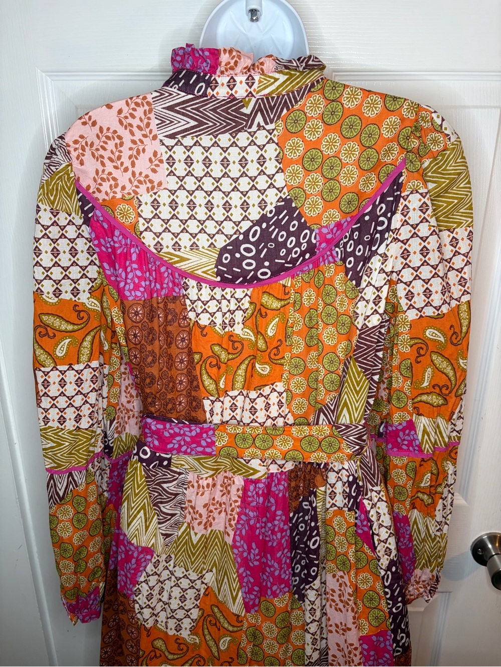 Avara Fate Happy For You Fuchsia Pink Cotton Patchwork Maxi Dress Pink Multi M - Picture 9 of 13